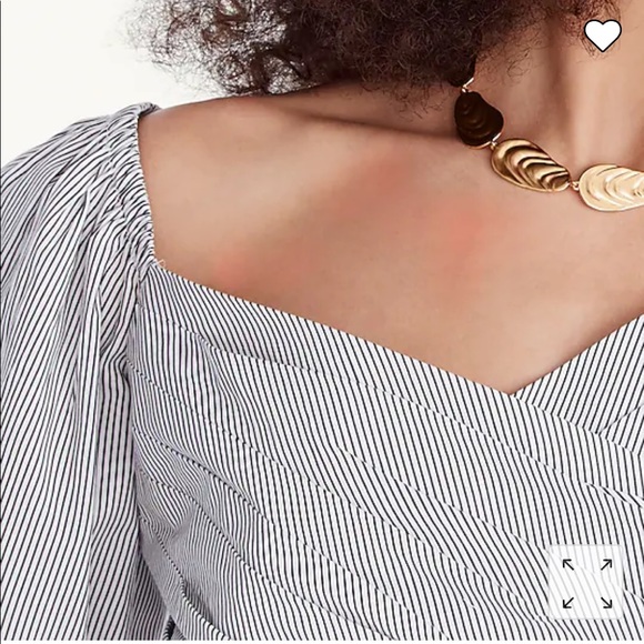 NWT J.Crew Puff-sleeve organic cotton cropped top in stripe. Sz Small. - Picture 4 of 7